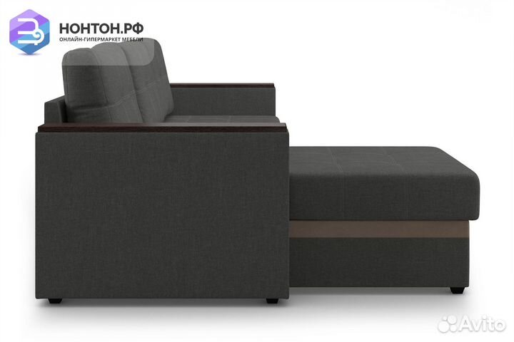 Угловой диван дельфин Атланта Лайт серый / коричне