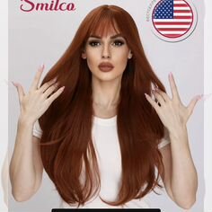 Парик женский рыжий с челкой