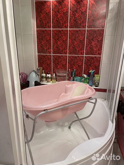 Ванночка детская с подставкой розовая Baby