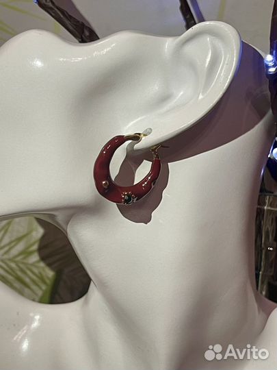 Серьги-конго(бордовая эмаль)