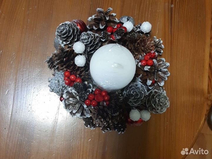 Венок новогодний подсвечник