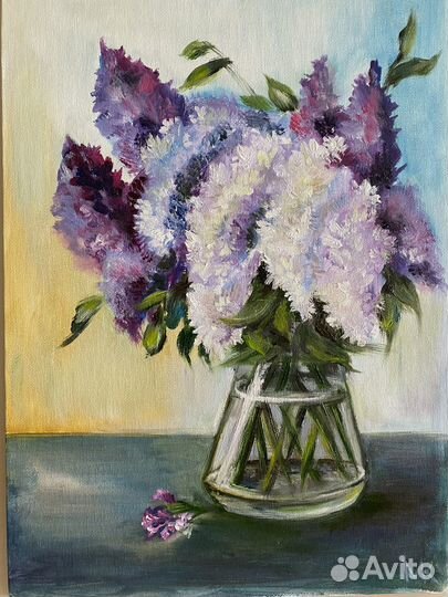 Картина маслом на холсте сирень