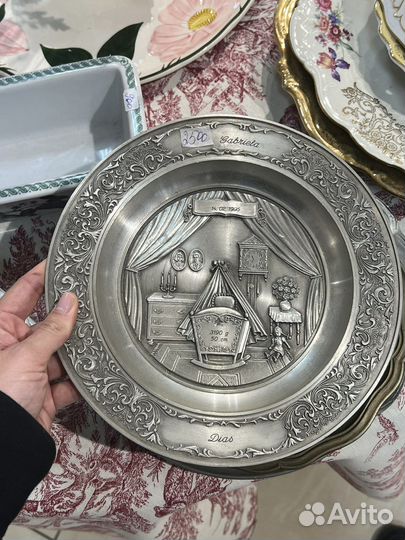 Настенные декоративные тарелки, Олово.Винтаж