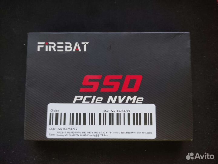 SSD Firebat m2 nvme 1Tb 3100 мб/с новый