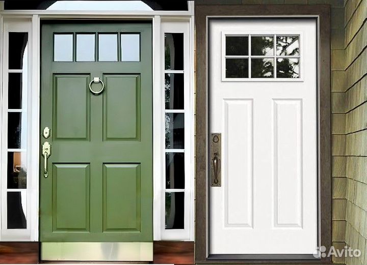 Двери входные тёплые с окном, массив. северlight