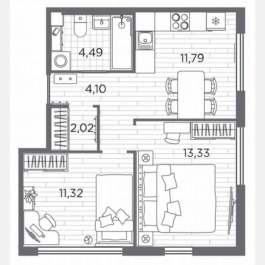 2-к. квартира, 46,1 м², 1/5 эт.