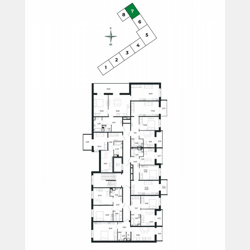 2-к. квартира, 51,1 м², 7/8 эт.