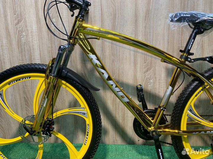 Велосипед взрослый 24 скорости золотой