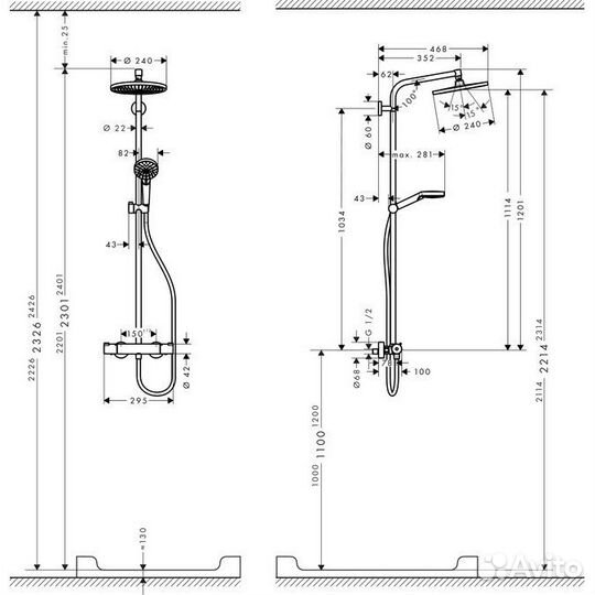 Душевая система Hansgrohe Crometta S, с термостато