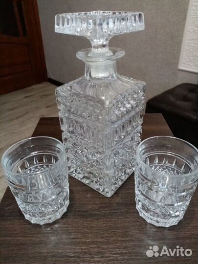 Штоф и два бокала. Bohemia хрусталь
