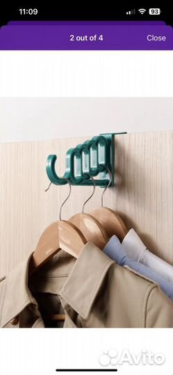 Крючок с держателями для плечиков на дверь