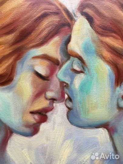 Картина с влюбленными отношения любовь масло холст