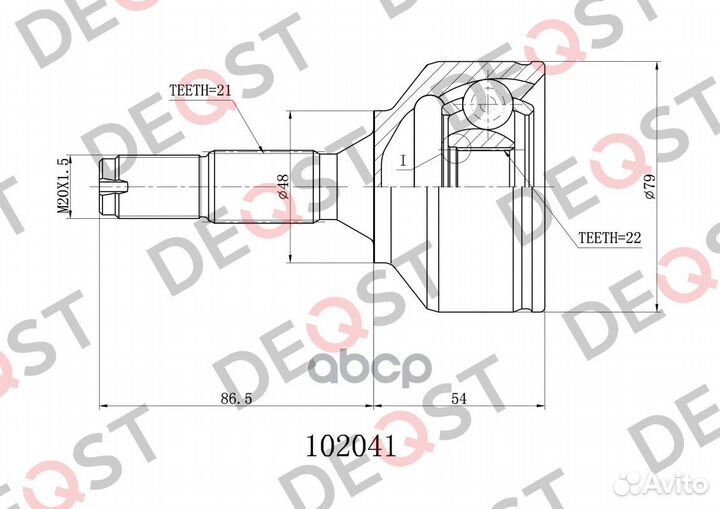 ШРУС peugeot 206 1.1-1.4 98- нар. 102041 deqst