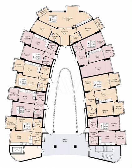 2-к. квартира, 55,8 м², 5/9 эт.