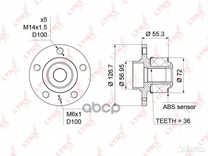 Ступица передняя в сборе (с ABS, d 72мм) подход