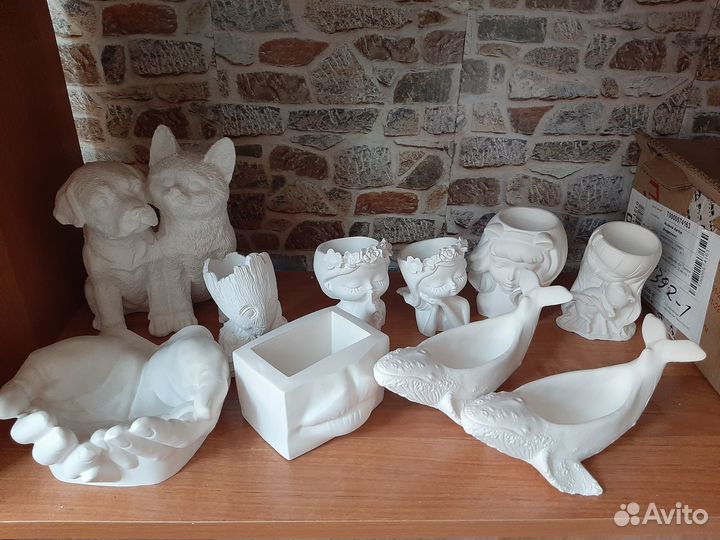 Кашпо из гипса, фигурки