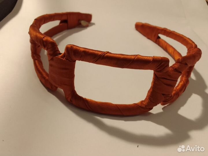 Ободок Evita Peroni оригинал рыжий атлас