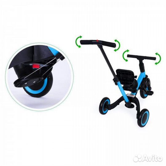 Детский беговел-велосипед 4в1 синий