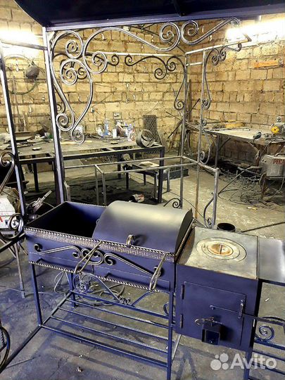 Мангал шеф-повар с печью,мойкой и грилем