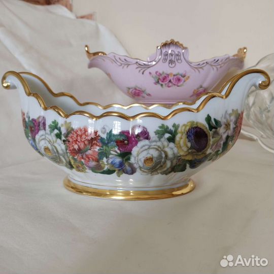 Вазы ладья для фруктов, Rosenthal, розовый фарфор