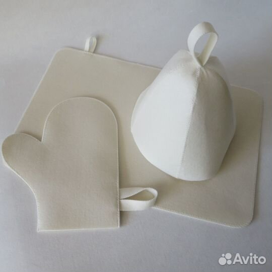 Набор для бани: шапка, рукавица, коврик