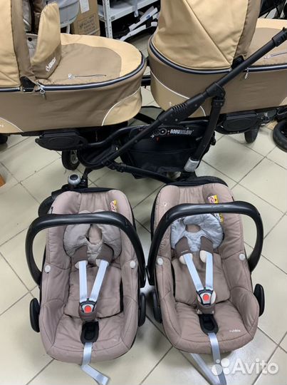 Коляска для двойни + maxi-cosi