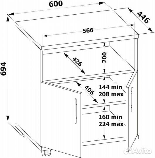 Тумба под оргтехнику и канцтовары на колесах