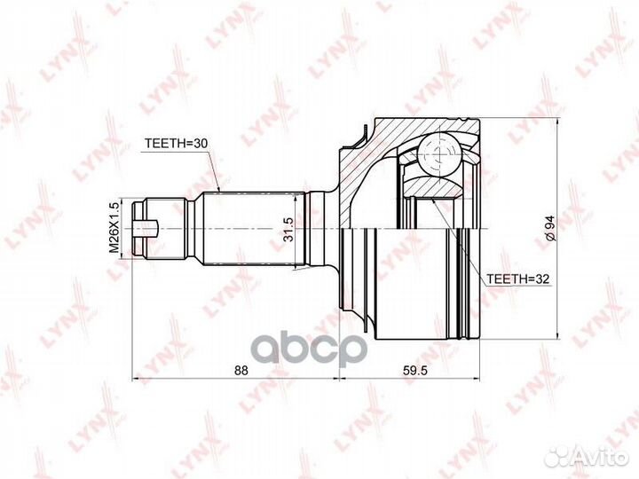 ШРУС наружный перед прав/лев CO3671 lynxauto