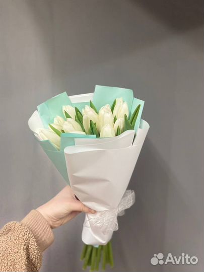 Букет из 17 белых тюльпанов