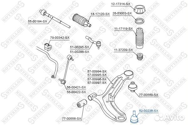 Опора шаровая нижняя Stellox 52-00236-SX (арт. 52