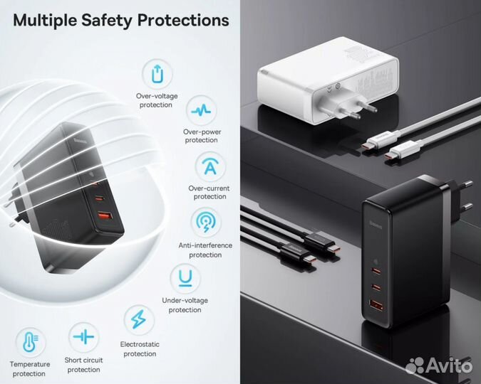 Baseus 140W GaN5 Pro зарядное устройство (новое)