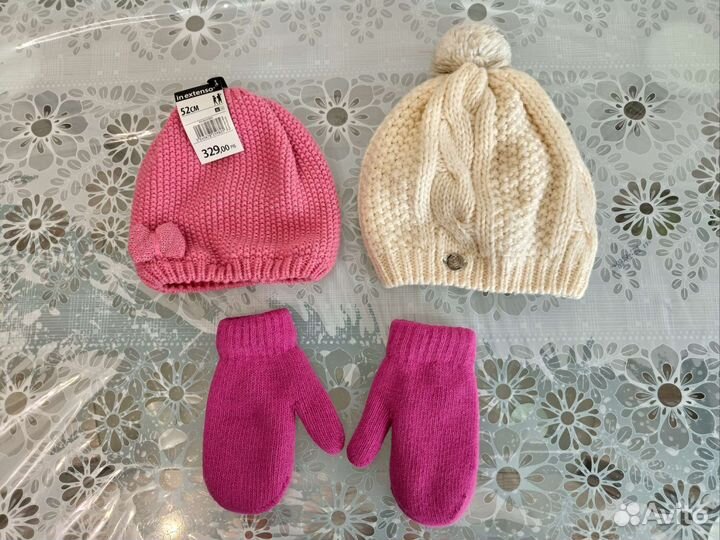 Шапка новая 50-52 варежки 15