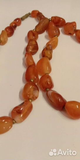 Винтажные бусы агат с гранатом, сердолик, унакит