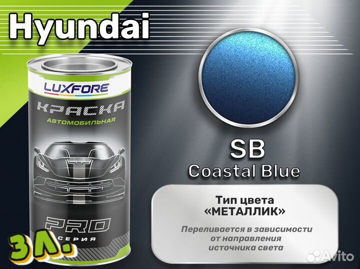 Краска Luxfore 3л. (Hyundai SB Coastal Blue)