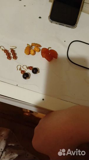 Брошь янтарь СССР