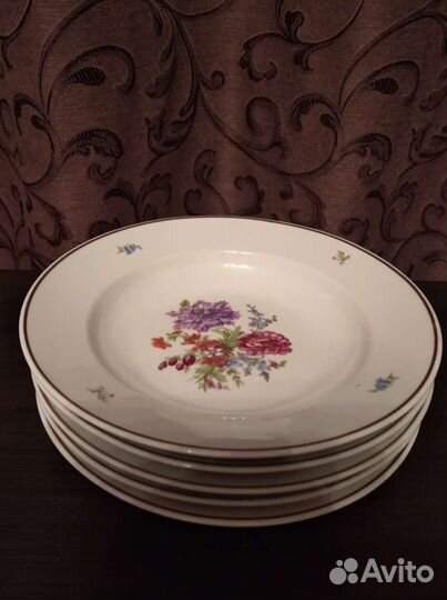 Суповые тарелки Мейсенский букет Дулево