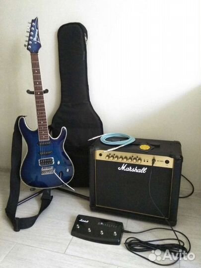 Электрогитара Ibanez + комбоусилитель Marshall