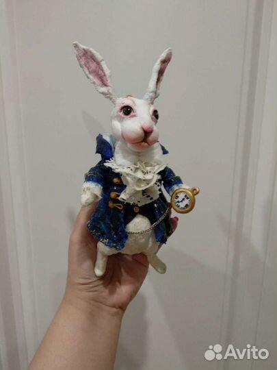 Ватная ёлочная игрушка Белый кролик