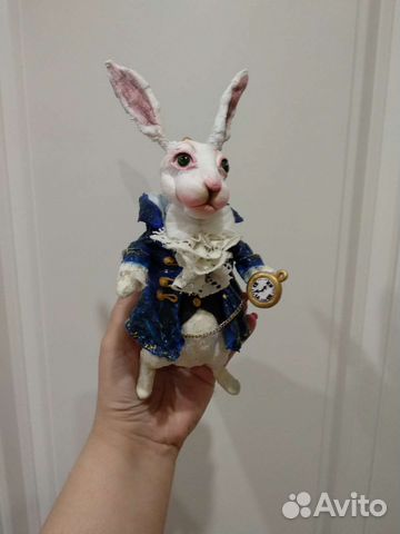 Ватная ёлочная игрушка Белый кролик