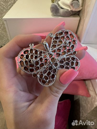 Брошь серебро раух топазы