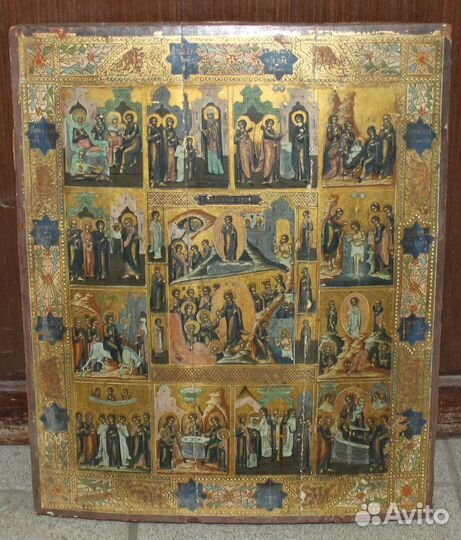 Икона Двунадесятые Праздники Золото Размер