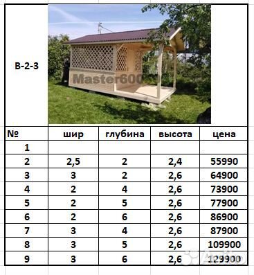 Беседка для дачи деревянная В-2-0