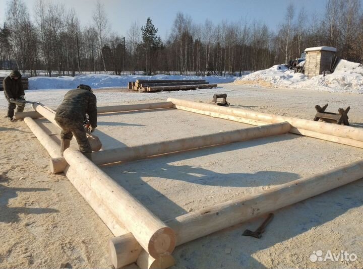 Сруб дома из бревна