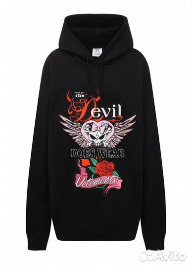 Хлопковое худи Vetements Devil Does Wear S
