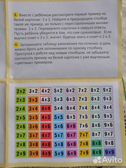 Таблица умножения в карточках