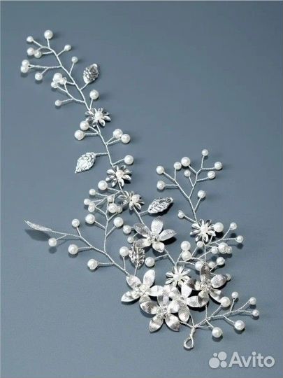 Диадема для волос серебро