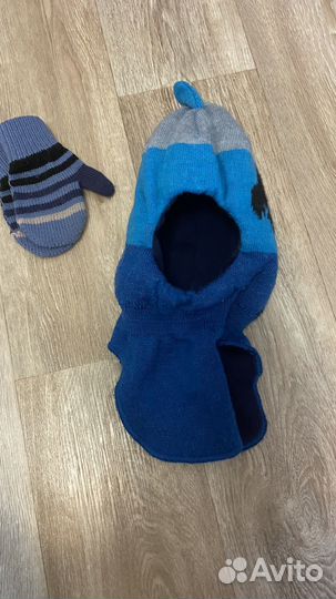 Шапка шлем варежки демисезон