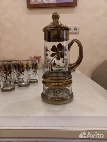Продам винтажный новый графин со стаканами