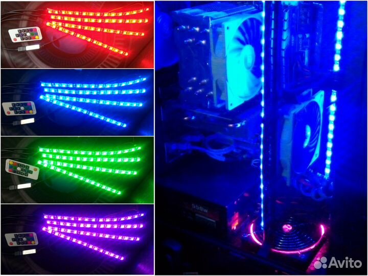 Комплект LED RGB подсветка системного блока 1 метр