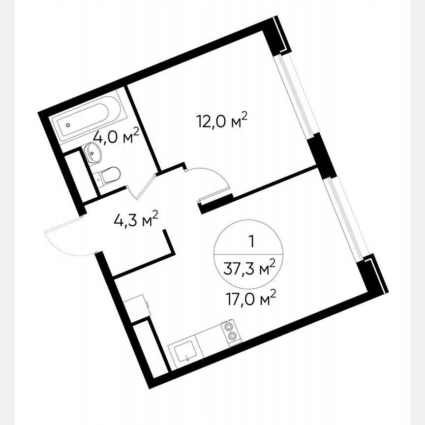 1-к. квартира, 37,3 м², 3/17 эт.